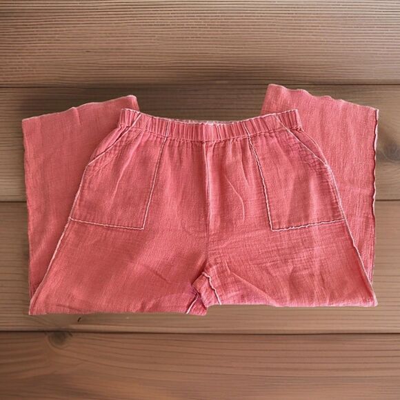 Natalie And Me Linen Blend Capri Womens Peach PM Lounge Comfort Vacation Summer - Picture 1 of 8